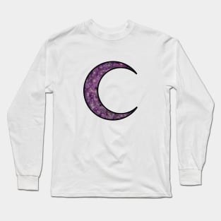 Galaxy Crescent Moon - Crescent Moon Facing Right - Galaxy Waning Crescent Long Sleeve T-Shirt